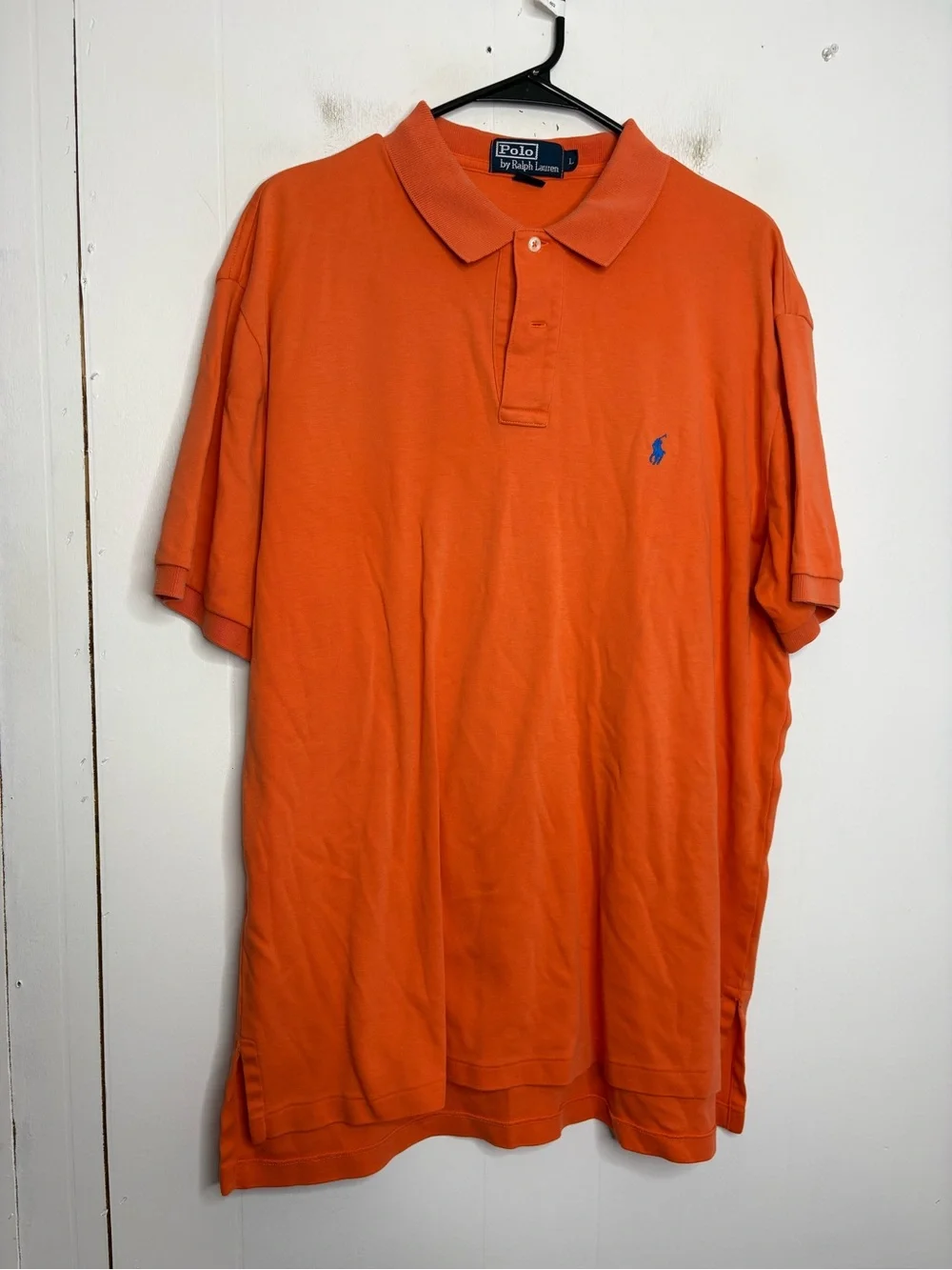 Polo Ralph Lauren Shirt Mens Large Orange Classic Fit Cotton Polo Retro
